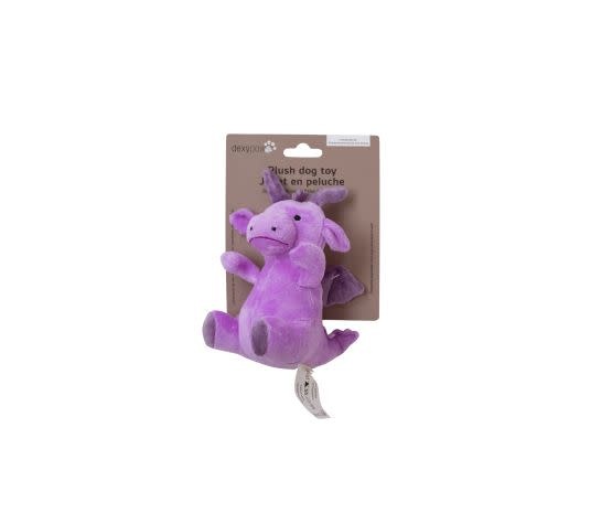dexypaw Plush Dog Toy - Lilac Dragon, Small 5"