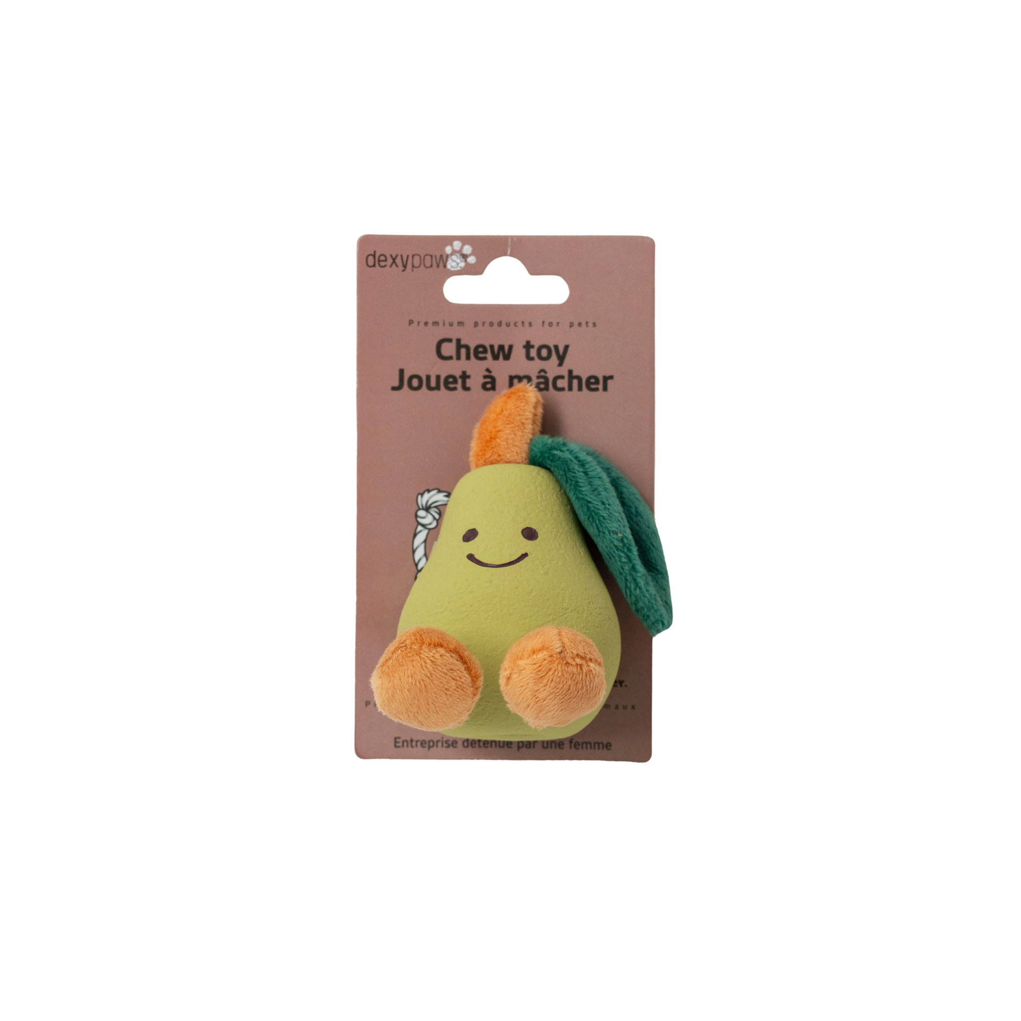 dexypaw Latex And Plush Toy For Small Dog - Pear 4'
