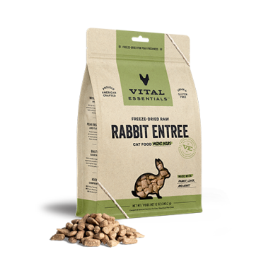 Vital Essentials Freeze-Dried Raw Rabbit Entree Cat Food Mini Nibs 12 oz