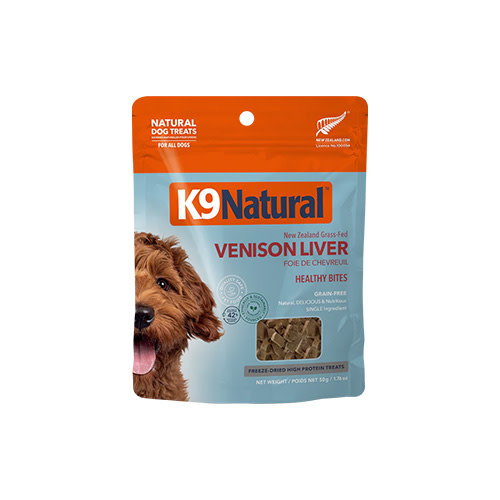 K9 Naturals Venison Liver Healthy Bites Grain Free Freeze Dried Dog Treat 50g