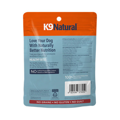 K9 Naturals Venison Liver Healthy Bites Grain Free Freeze Dried Dog Treat 50g