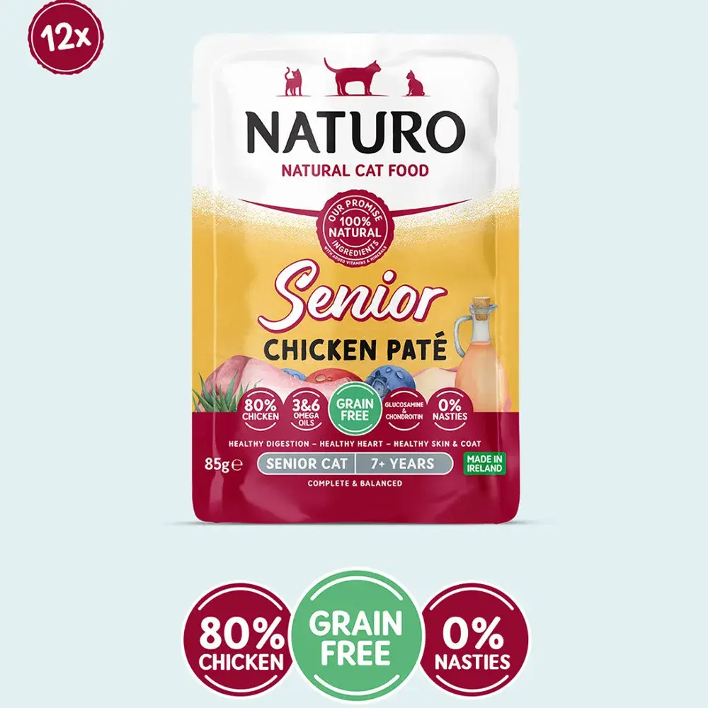Naturo Pet Food Feline Grain Free Senior Chicken Pate Pouch – 85g