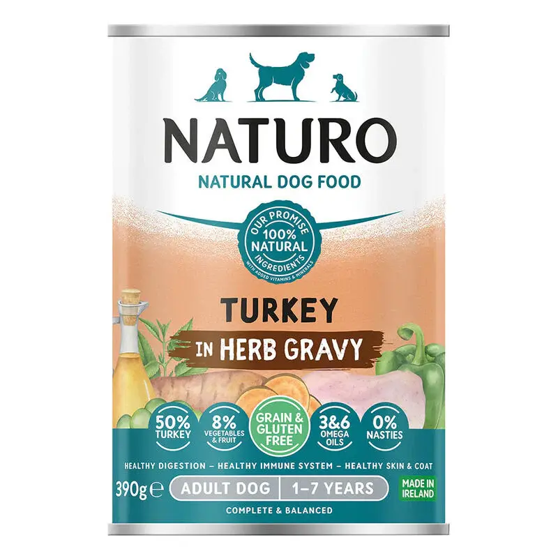Naturo Pet Food Adult Grain & Gluten Free Turkey in a Herb Gravy 390g