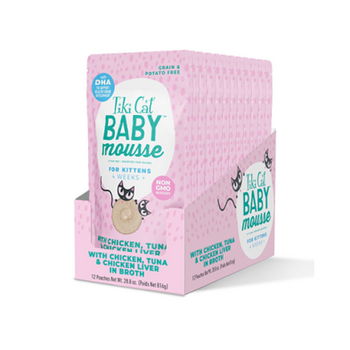 Tiki Cat Tiki Cat Velvet Mousse - Kitten Chicken, Tuna, & Chicken Liver in broth 2.4oz