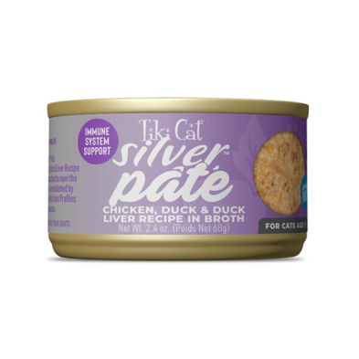 Tiki Cat Silver™ Pâté Chicken, Duck & Duck Liver Recipe in Broth Wet Cat Food  2.4oz