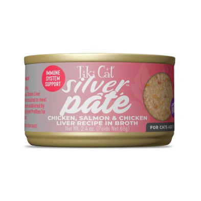 Tiki Cat Silver™ Pâté Chicken, Salmon & Chicken Liver Recipe in Broth Wet Cat Food - 2.4oz
