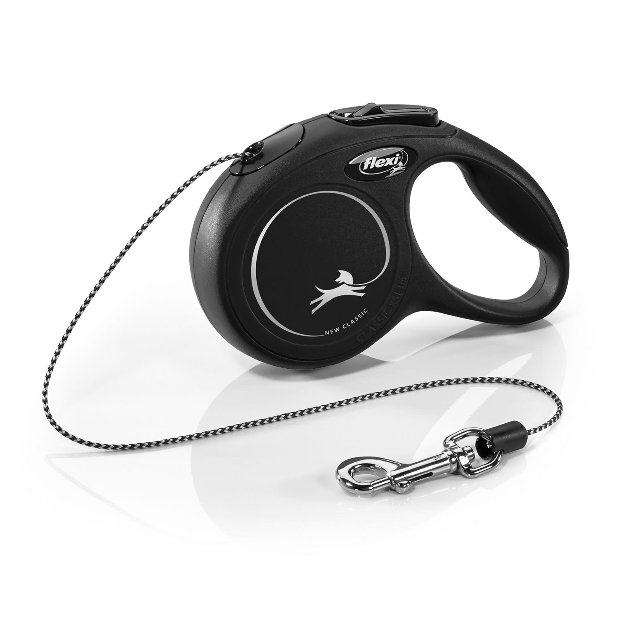 Flexi Classic Cord Retractable Black - Xsm 3m / 10ft - X-Small-up to 8kg