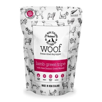 Woof Lamb Green Tripe with Green Lipped Mussels Meal Topper – 180g