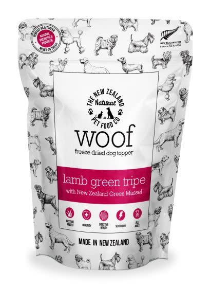 Woof Lamb Green Tripe with Green Lipped Mussels Meal Topper – 180g