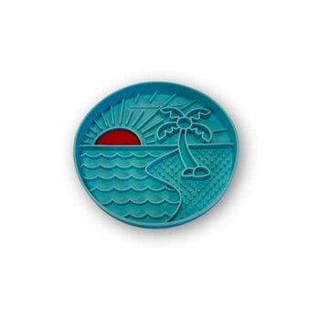 Messy Mutts Silicone Feeding Bowl - Teal, With Beach Pattern
