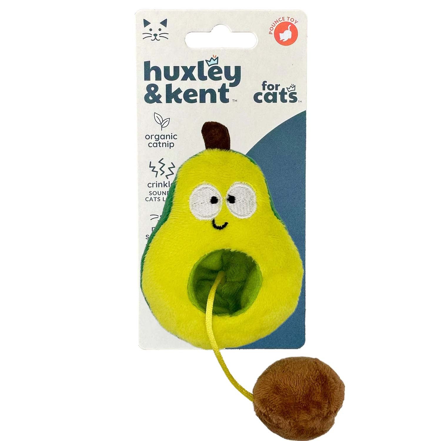 Huxley & Kent Kittybells Plush Popper Avocado with Crinkle and Organic Catnip