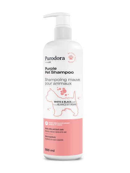 Purodora Lab Purple Pet Shampoo, White and Black Coats, Mango & Blackcurrant 500ml