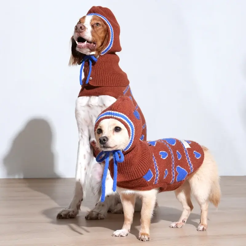 Puppy Gallery Love Edition Knit Vest & Bonnet Set - Dog Sweater