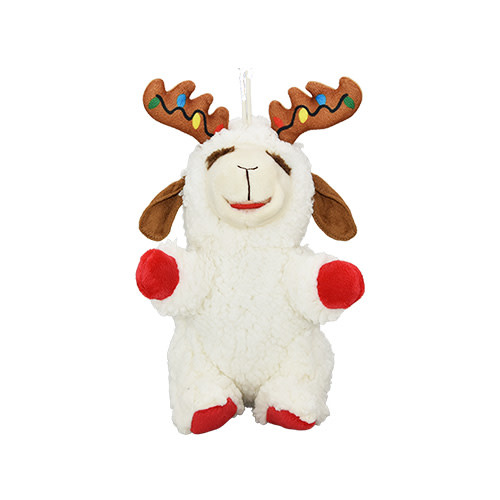 Multipet Holiday Lamb Chop Sitting with Antlers 8"
