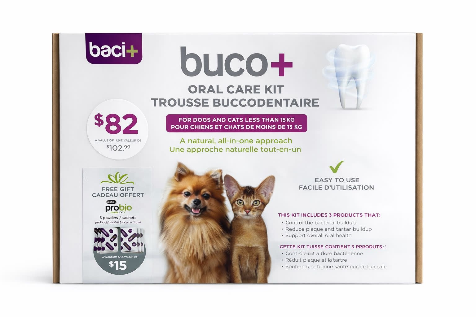 Baci+ Oral Care Kit for Plaque Control & Tartar Reduction Cat/Dog