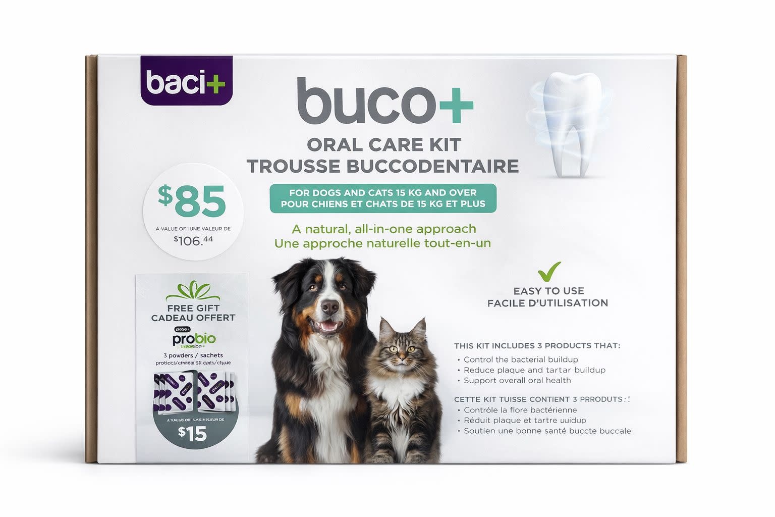 Baci+ Oral Care Kit for Plaque Control & Tartar Reduction Cat/Dog