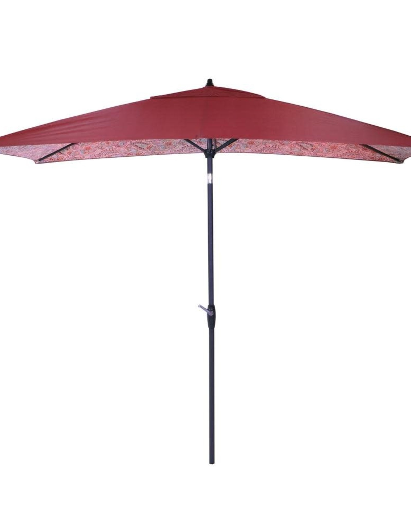 10 Ft X 6 Ft Aluminum Market Patio Umbrella In Chili Paisley With Push Button Tilt Low Tide Liquidation