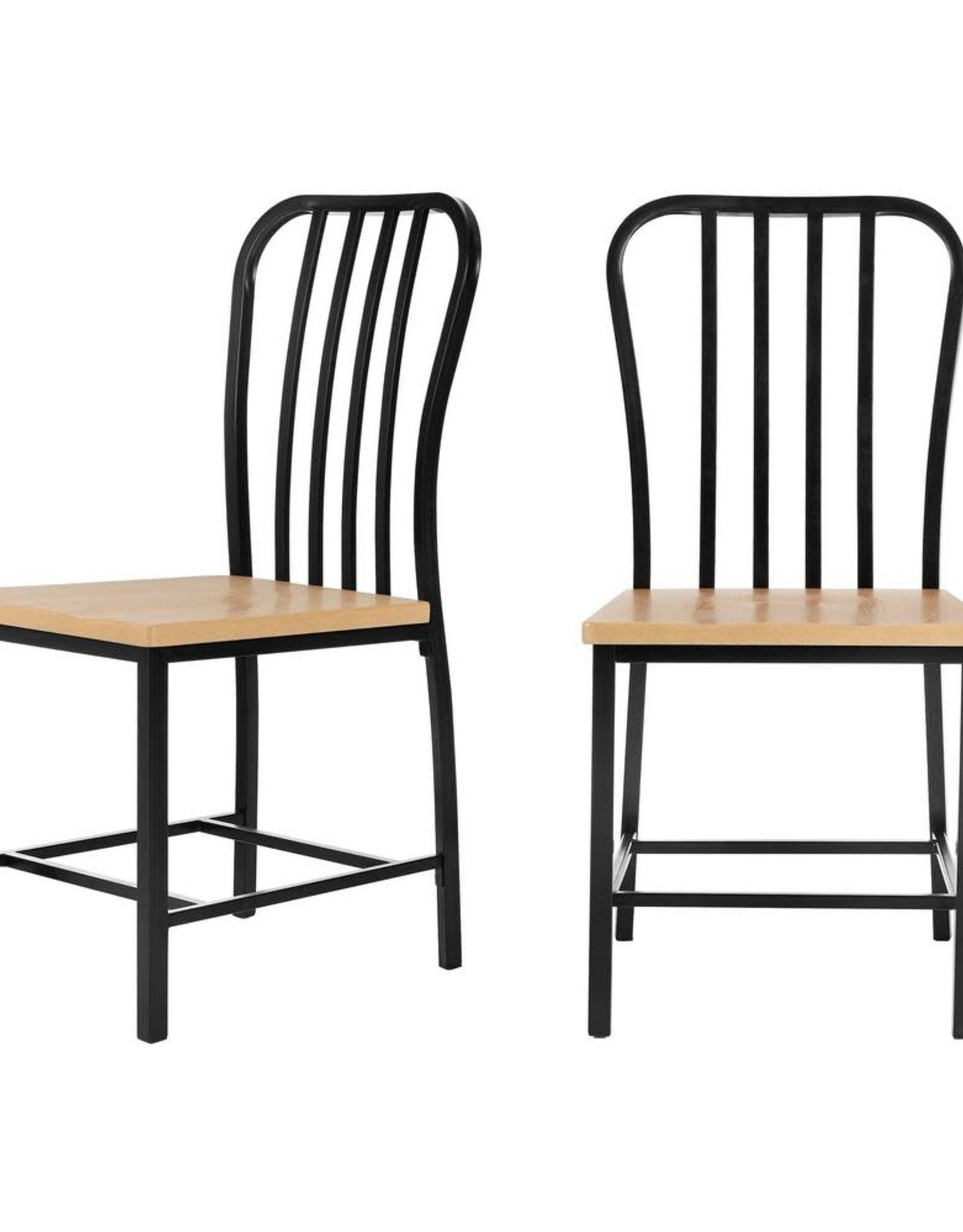 Black Metal Dining Chairs With Wood Seats Dining / Set Of 2 Carlisle