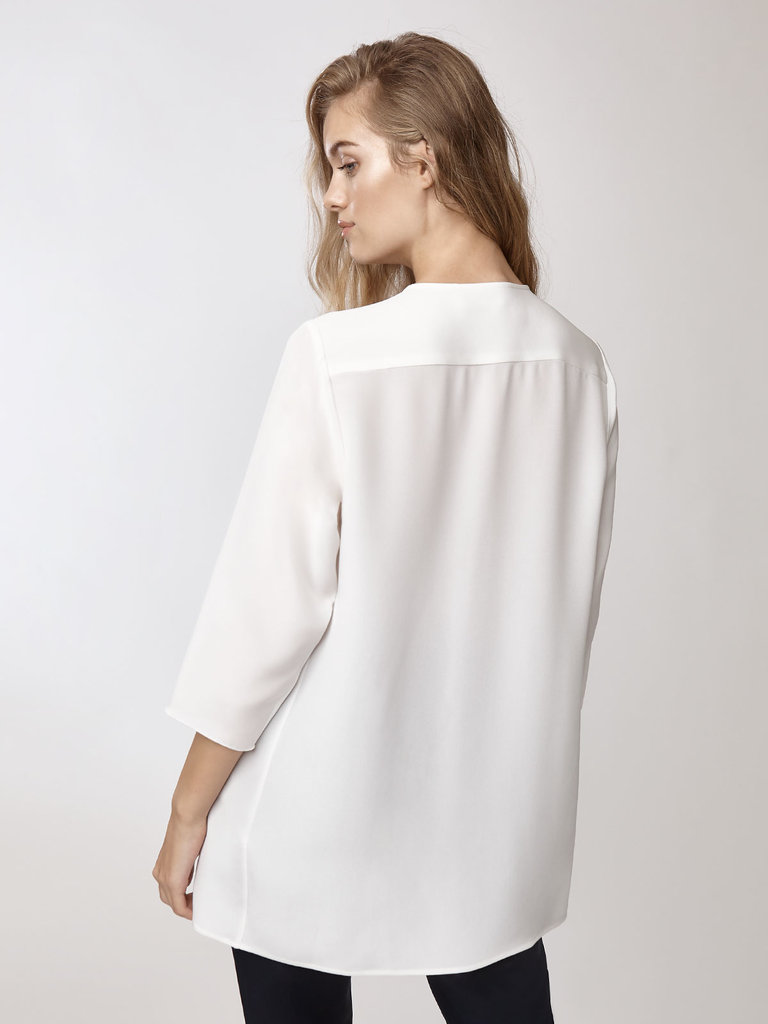 Darelyn Round Neck Straight Fit Silk Blouse