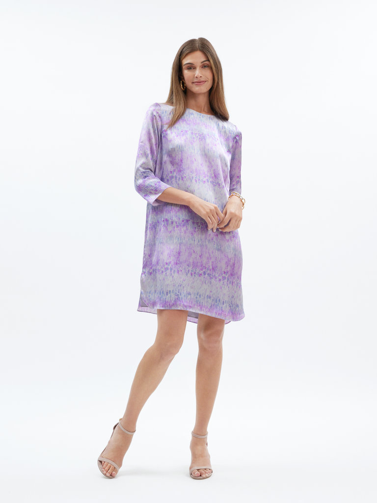 Valentina Kova Dahlia Round Neck Straight Fit Print Silk Dress