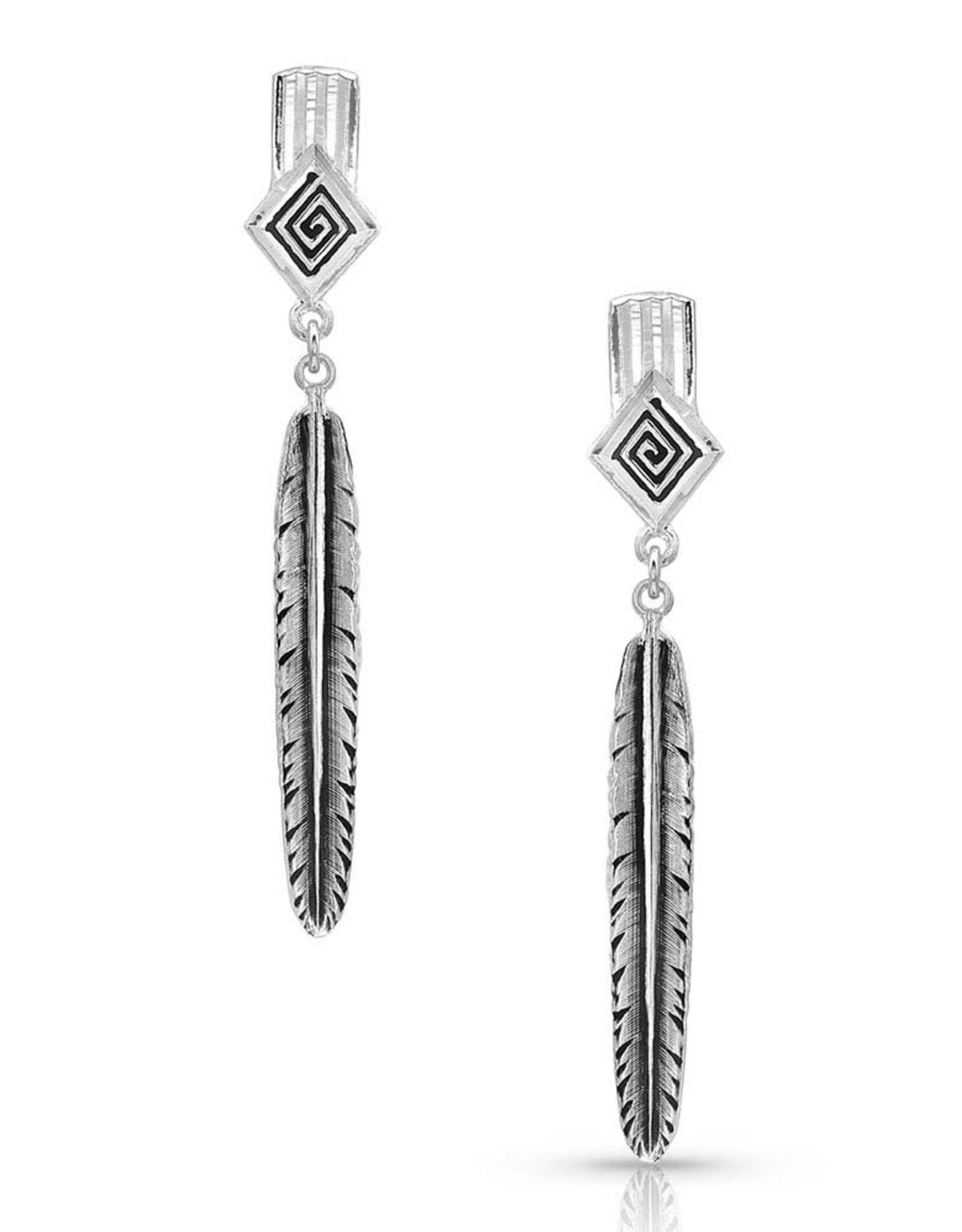 Montana Silversmiths Antique Silver Feather Earrings