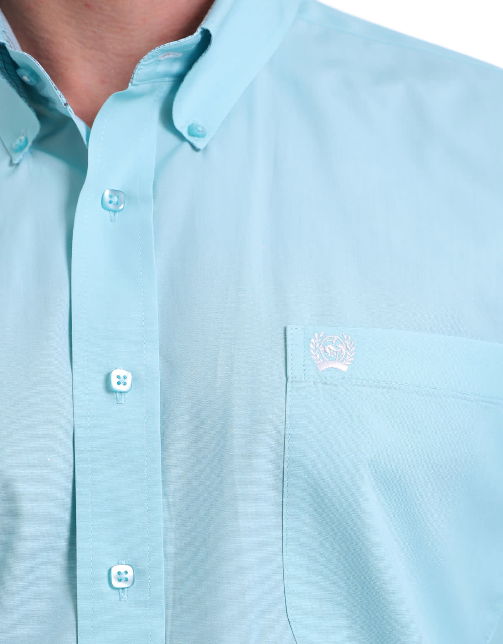 Cinch Mens Long Sleeve Solid Light Blue Shirt