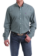 Cinch Mens Long Sleeve Green Purple Print Shirt