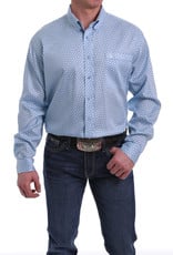 Cinch Mens Long Sleeve Light Blue Print Shirt