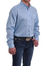 Cinch Mens Long Sleeve Light Blue Print Shirt