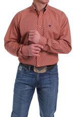 Cinch Mens Cinch Long Sleeve Button Down Orange Print