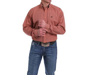 Cinch Mens Long Sleeve Copper Button Down Shirt