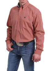 Cinch Mens Cinch Long Sleeve Button Down Orange Print