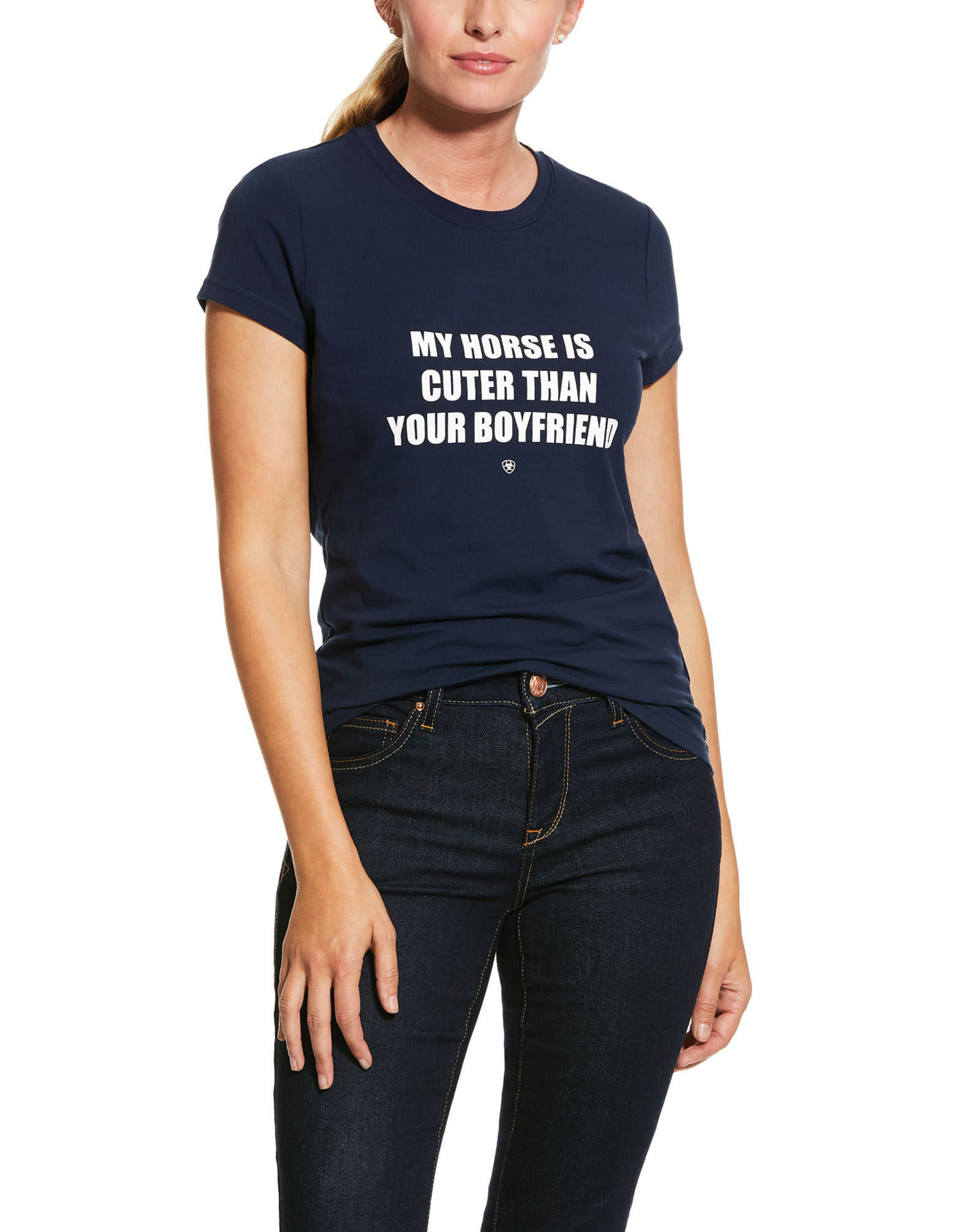 Ariat Womens Navy T-Shirt My Horse Is Cuter Than Your Boyfriend -  Cowpokes Western Shop