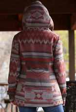 Cruel Girl Burgundy Southwest Aztec Tweed Jacket