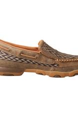 Womens Twisted X Slip On Driving Moc Bomber Brown Chevron