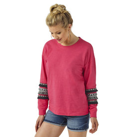 Womens Wrangler Hot Pink Sweatshirt with Black Fringe