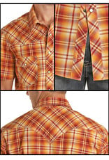 Mens Rock N Roll Short Sleeve Retro Snap Rust Plaid Shirt