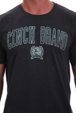 Cinch Mens Cinch Short Sleeve T Shirt Heather Black w/Green Lettering