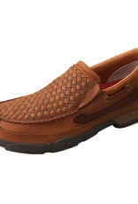 Mens Slip On Leather Weave Twisted X Driving Mocs
