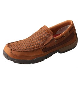 Mens Slip On Leather Weave Twisted X Driving Mocs