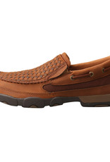 Mens Slip On Leather Weave Twisted X Driving Mocs