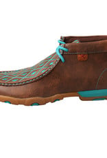 Womens Twisted X Chukka Driving Moc Brown Teal Embroidery