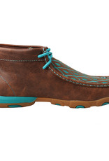 Womens Twisted X Chukka Driving Moc Brown Teal Embroidery
