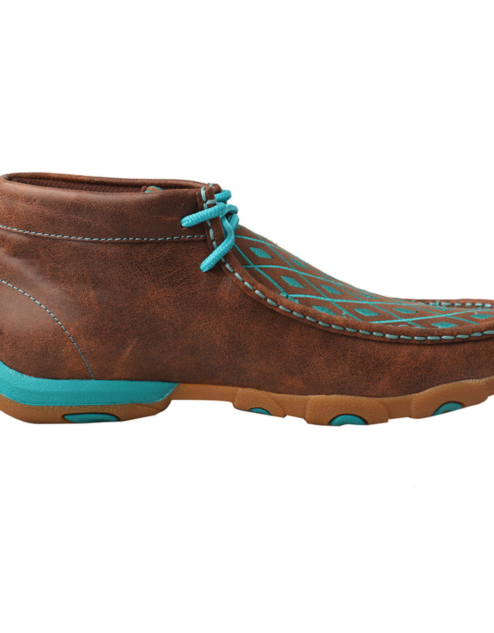 Womens Twisted X Chukka Driving Moc Brown Teal Embroidery