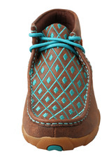 Womens Twisted X Chukka Driving Moc Brown Teal Embroidery