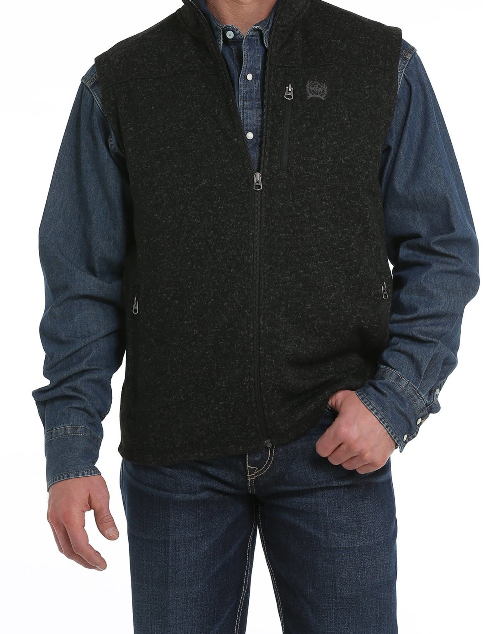 Cinch Cinch Mens Sweater Knit Fleece Vest Heather Black