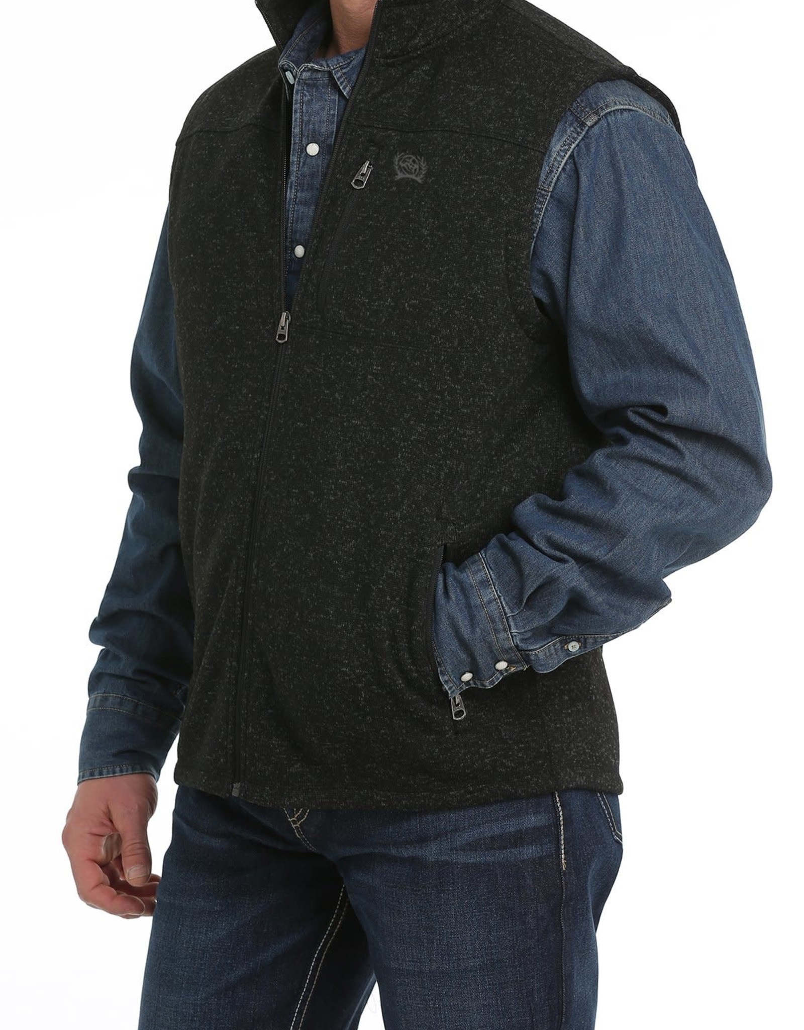 Cinch Cinch Mens Sweater Knit Fleece Vest Heather Black