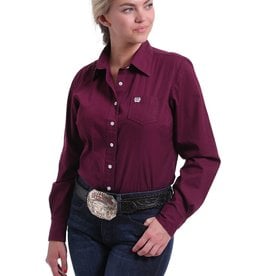 Cinch Womens Cinch Solid Burgundy Button Down Western Shirt