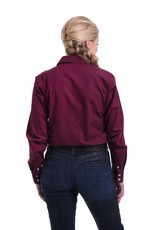 Cinch Womens Cinch Solid Burgundy Button Down Western Shirt