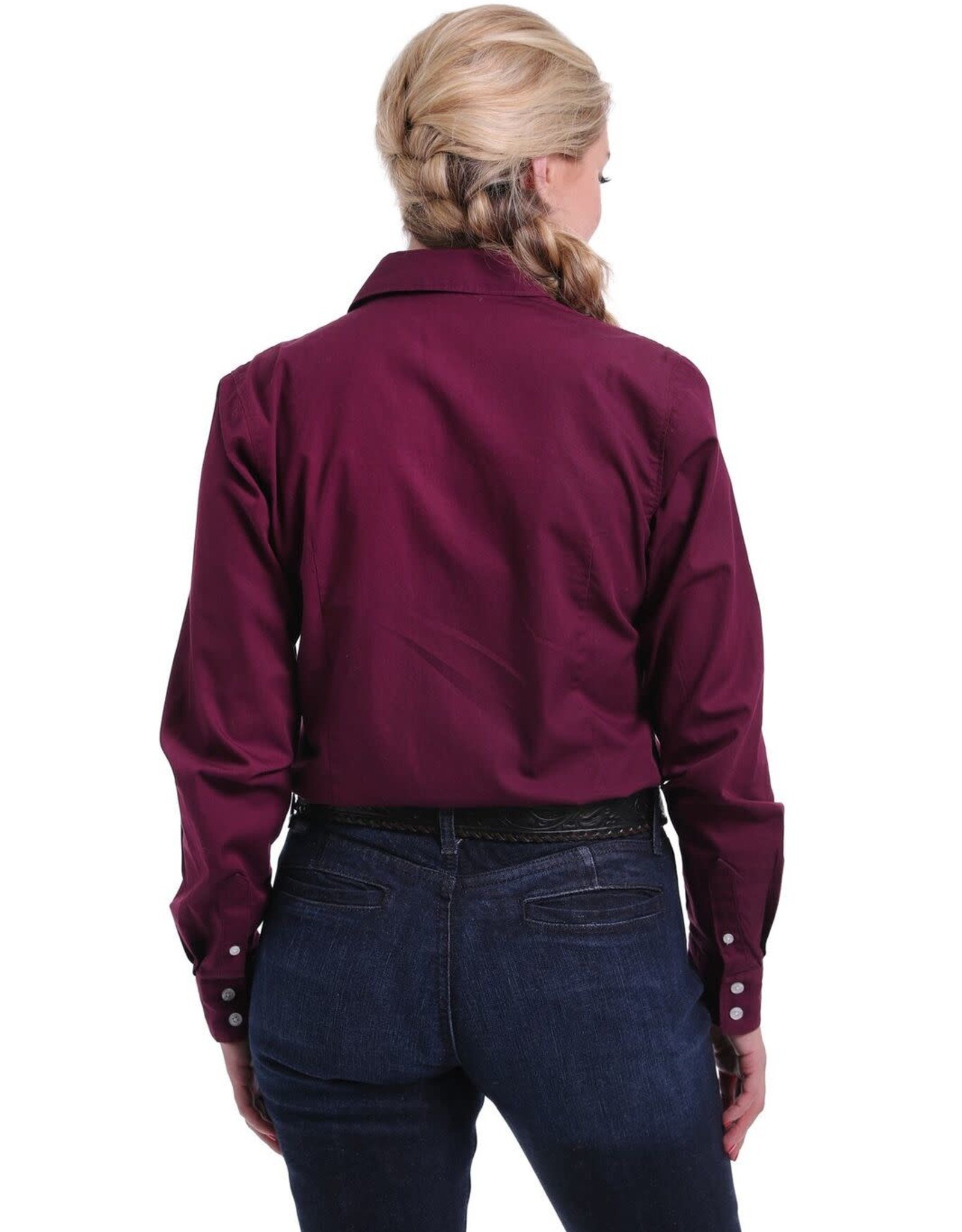 Cinch Womens Cinch Solid Burgundy Button Down Western Shirt